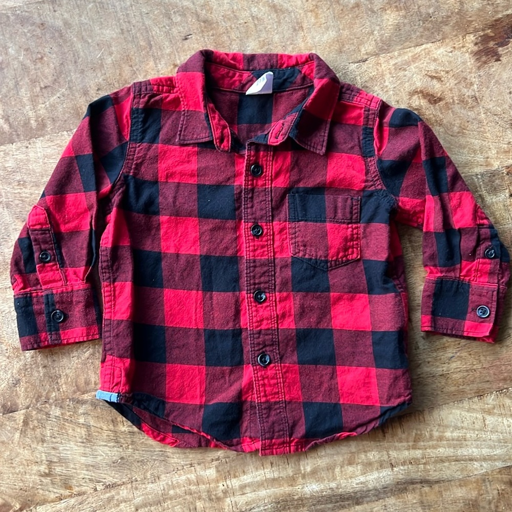Buffalo Plaid Flannel Button Down Shirt || Baby GAP